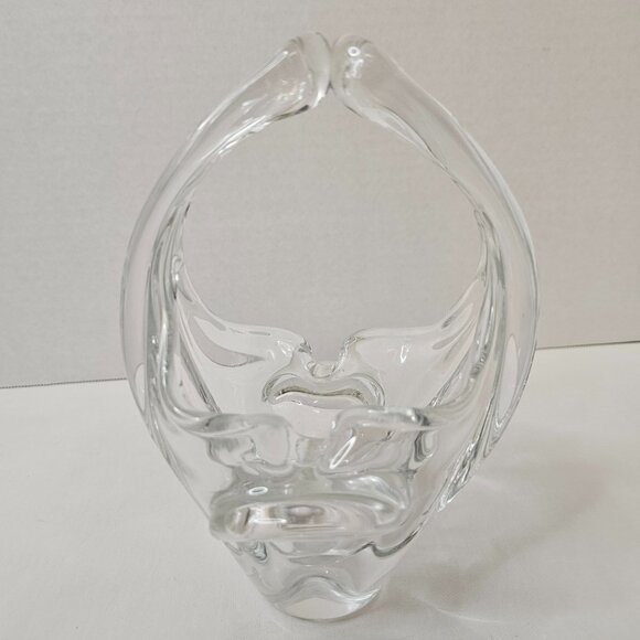 Clear Crystal Basket Split Handled Glass Vase Candy Holder - Picture 3 of 10